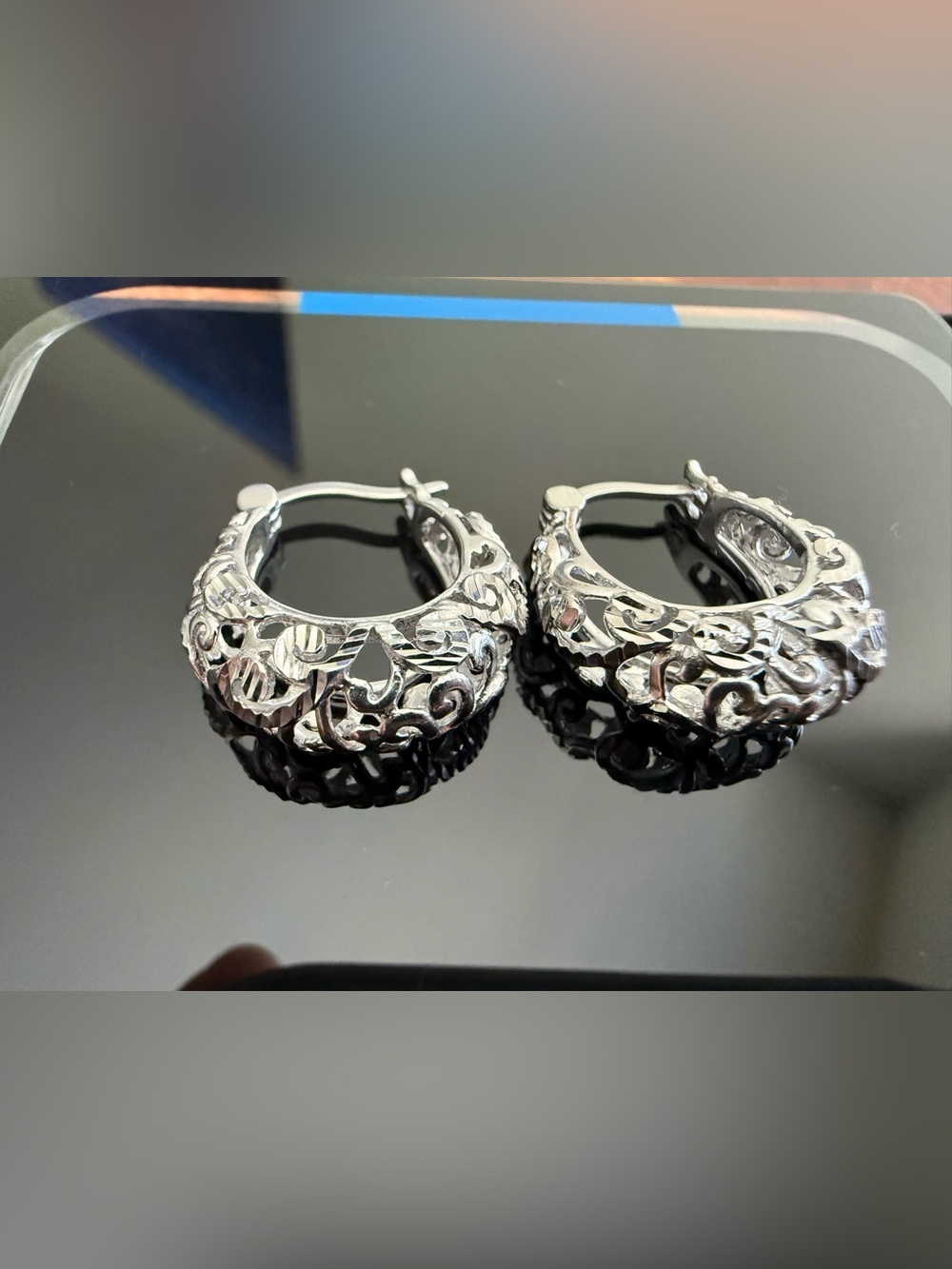 PAJ Sterling Silver Filigree Hoop Earrings